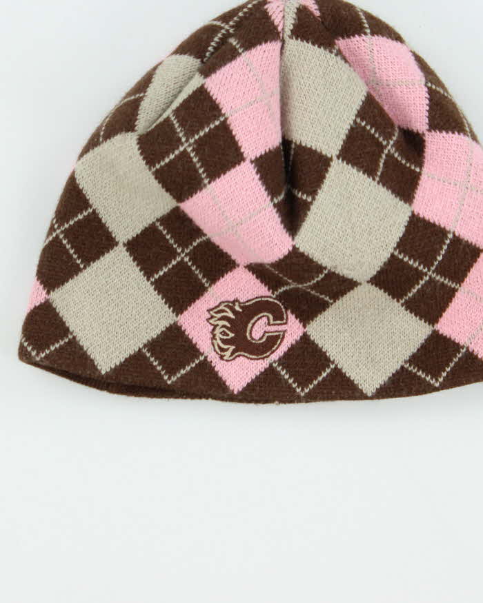 Vintage Y2K 00s Calgary Flames NHL Argyle Skull Cap Beanie - OS