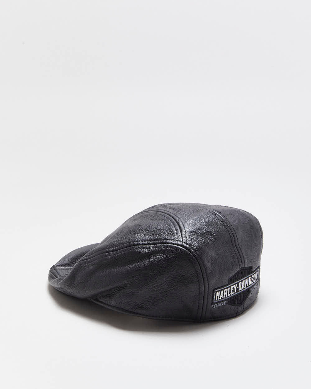Vintage Harley Davidson Leather Biker Flat Cap - L