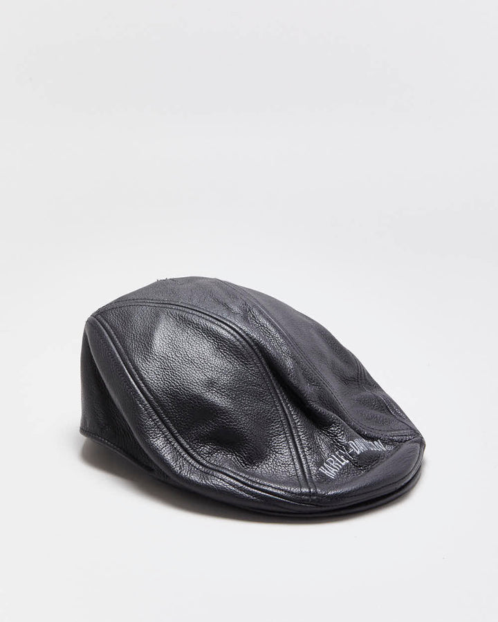 Vintage Harley Davidson Leather Biker Flat Cap - L