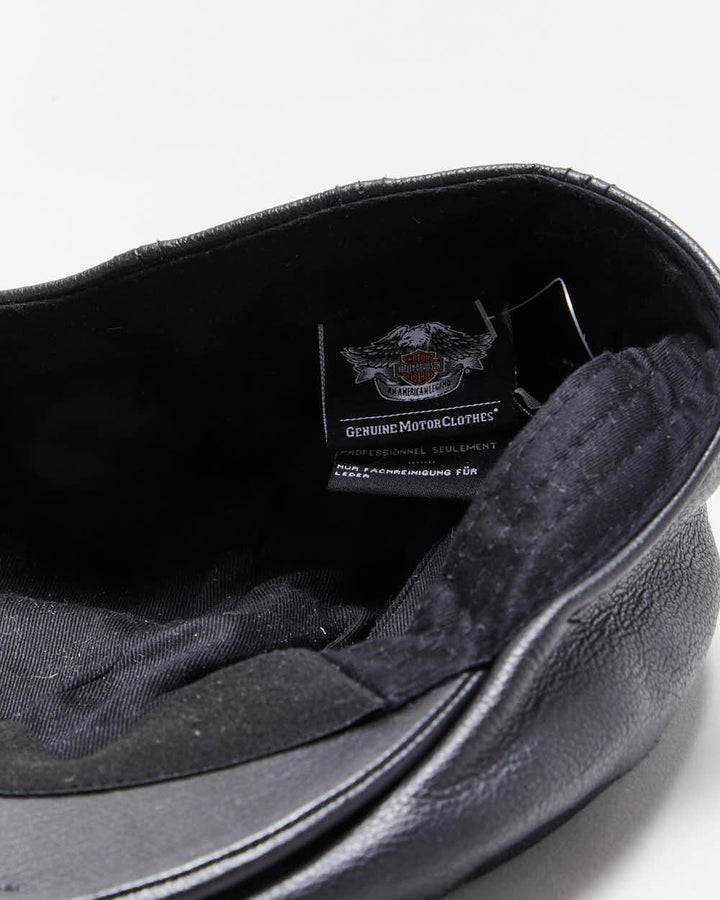Vintage Harley Davidson Leather Biker Flat Cap - L