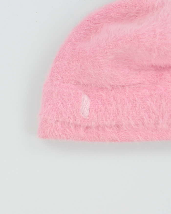Vintage Y2K 00s Reebok Seattle Seahawks Baby Pink Angora Skull Cap Beanie - OS
