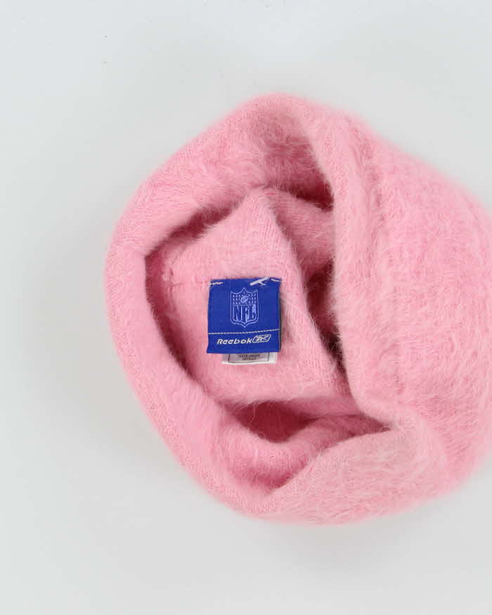 Vintage Y2K 00s Reebok Seattle Seahawks Baby Pink Angora Skull Cap Beanie - OS