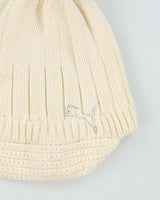 Vintage Y2K 00s Puma Diamante Cream Bobble Peaked Beanie - OS