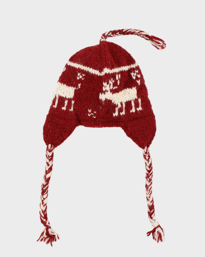 Vintage 1990s Sharanel Wool Nordic Earflap Knit Beanie  - OS