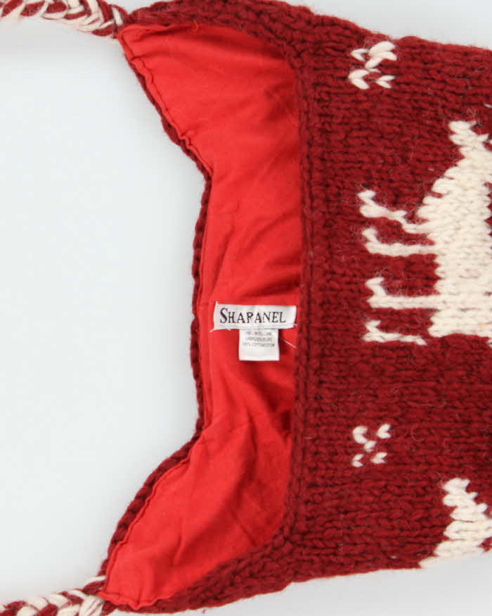 Vintage 1990s Sharanel Wool Nordic Earflap Knit Beanie  - OS