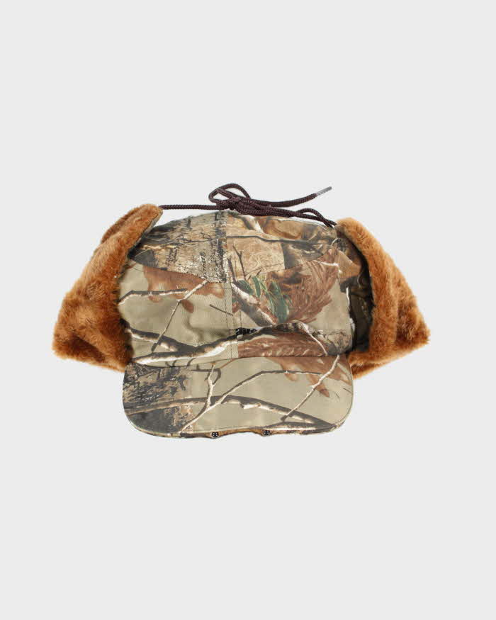 Vintage 00s Wind River Panther Vision LED Realtree Camouflage Faux Fur Earflap Hunting Cap - OS