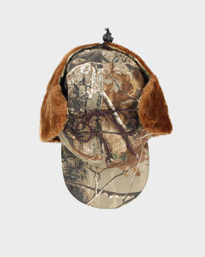 Vintage 00s Wind River Panther Vision LED Realtree Camouflage Faux Fur Earflap Hunting Cap - OS