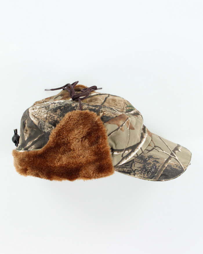 Vintage 00s Wind River Panther Vision LED Realtree Camouflage Faux Fur Earflap Hunting Cap - OS