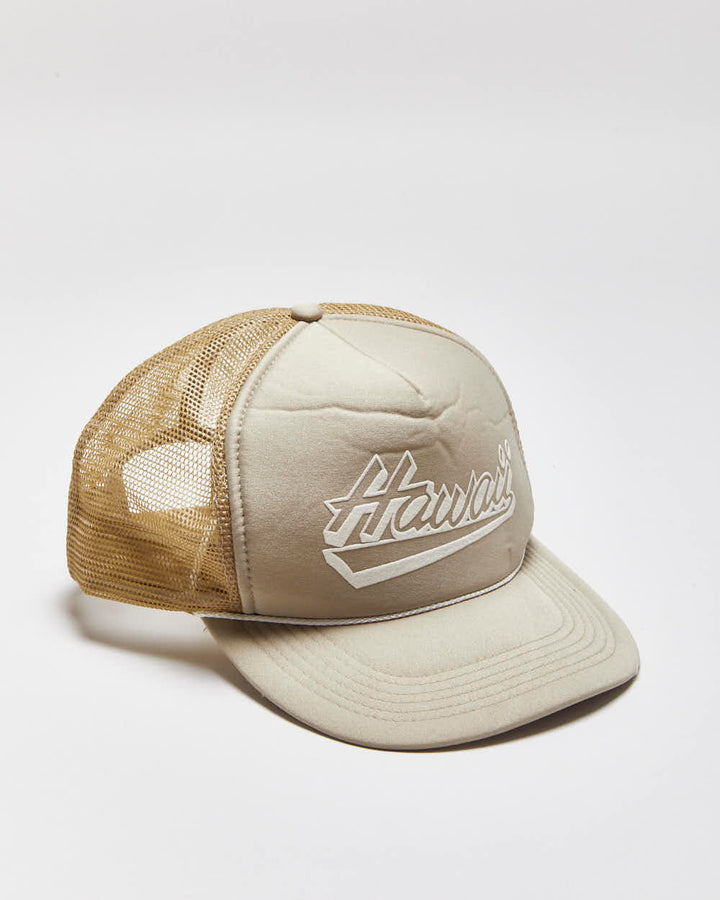 Vintage 1980s Hawaii Khaki Snapback Trucker Cap - OS