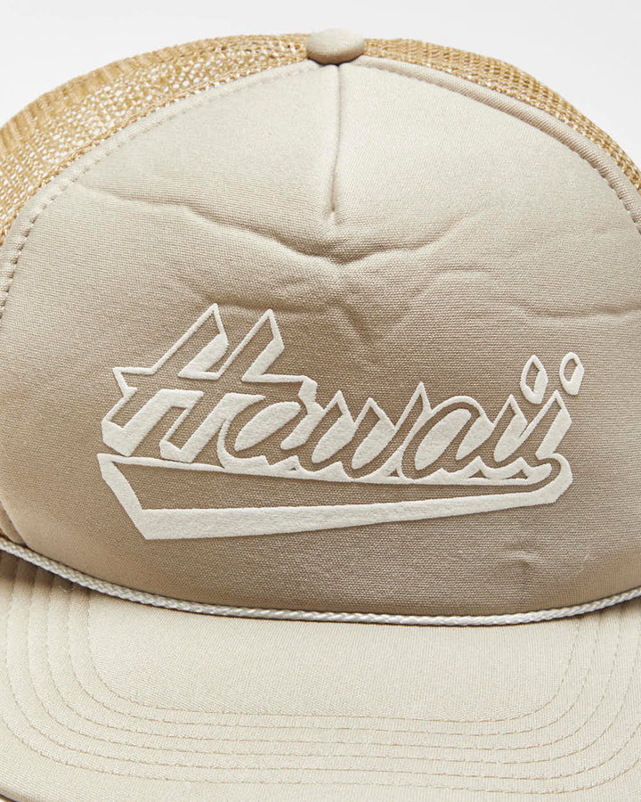 Vintage 1980s Hawaii Khaki Snapback Trucker Cap - OS