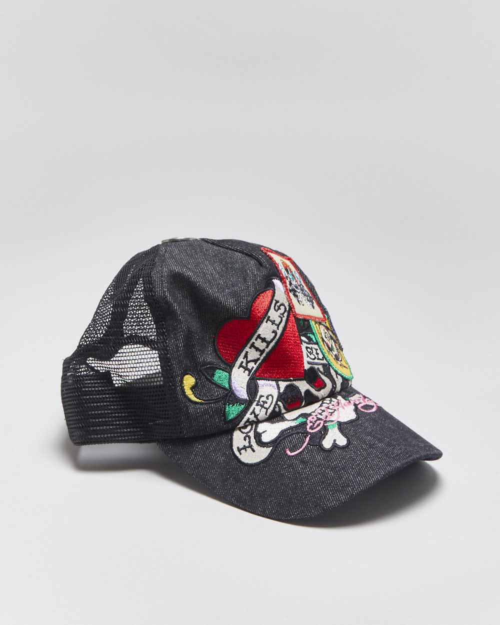 Vintage Y2K 00s Ed Hardy Patch Denim Trucker Cap - OS