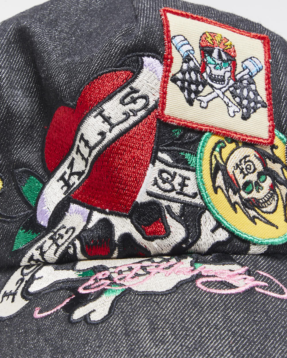 Vintage Y2K 00s Ed Hardy Patch Denim Trucker Cap - OS