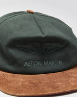 Vintage 1990s Aston Martin Racing Green Suede Leather Strap Baseball Cap - M