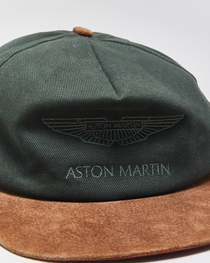 Vintage 1990s Aston Martin Racing Green Suede Leather Strap Baseball Cap - M