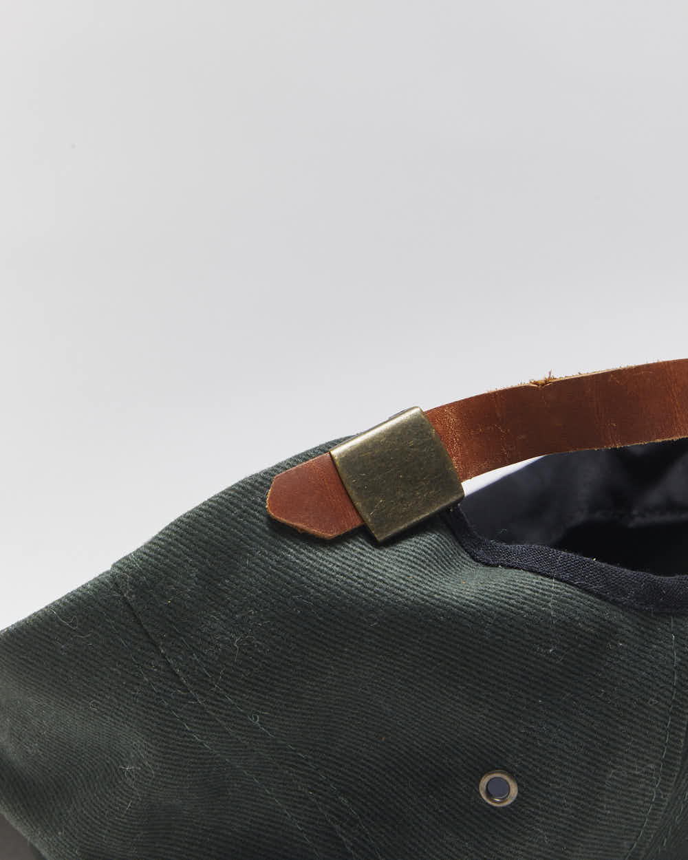 Vintage 1990s Aston Martin Racing Green Suede Leather Strap Baseball Cap - M