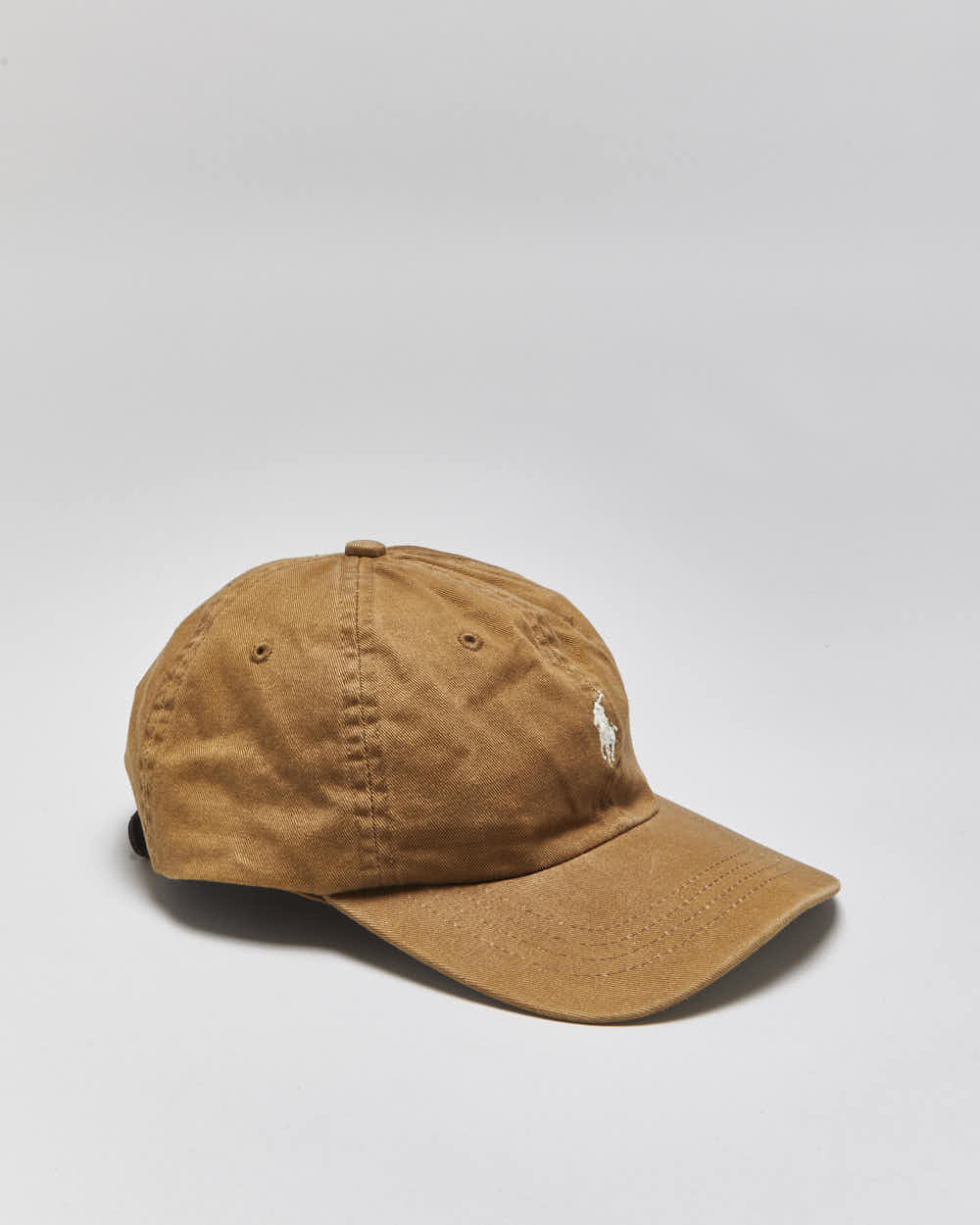 Vintage Y2K 00s Polo Ralph Lauren Japan Tan Signature Cotton Chino Leather Strap Baseball Cap - OS