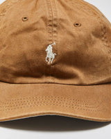Vintage Y2K 00s Polo Ralph Lauren Japan Tan Signature Cotton Chino Leather Strap Baseball Cap - OS