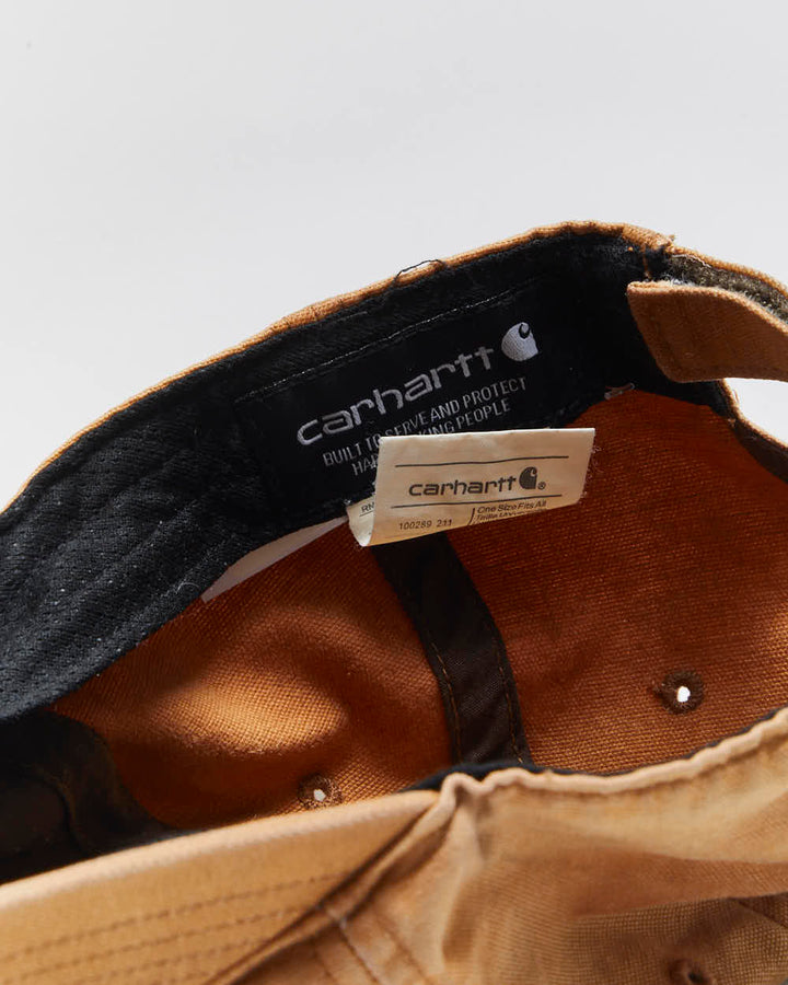 Vintage Carhartt Tan Canvas Velcro Baseball Cap - OS