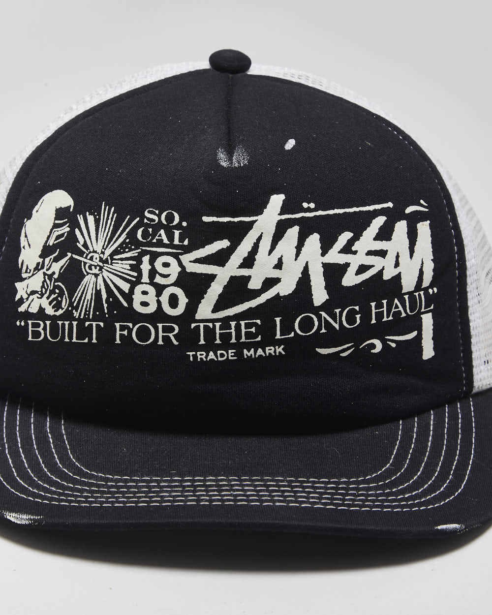 Vintage Y2K 00s Stussy "Built For The Long Haul" Flat Bill Trucker Hat - OS