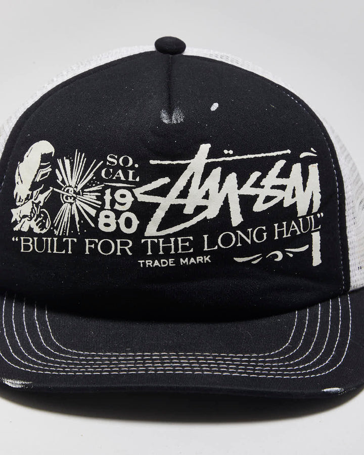 Vintage Y2K 00s Stussy "Built For The Long Haul" Flat Bill Trucker Hat - OS