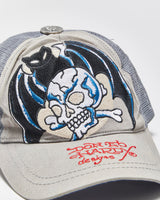 Vintage Y2K 00s Ed Hardy Christian Audiger Embroidered Denim Trucker Hat - OS