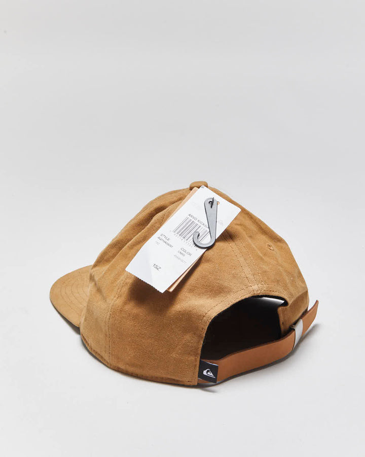 DSWT Quiksilver Arvo KickBack Canvas Leather Strap Flat Bill Baseball Cap - OS