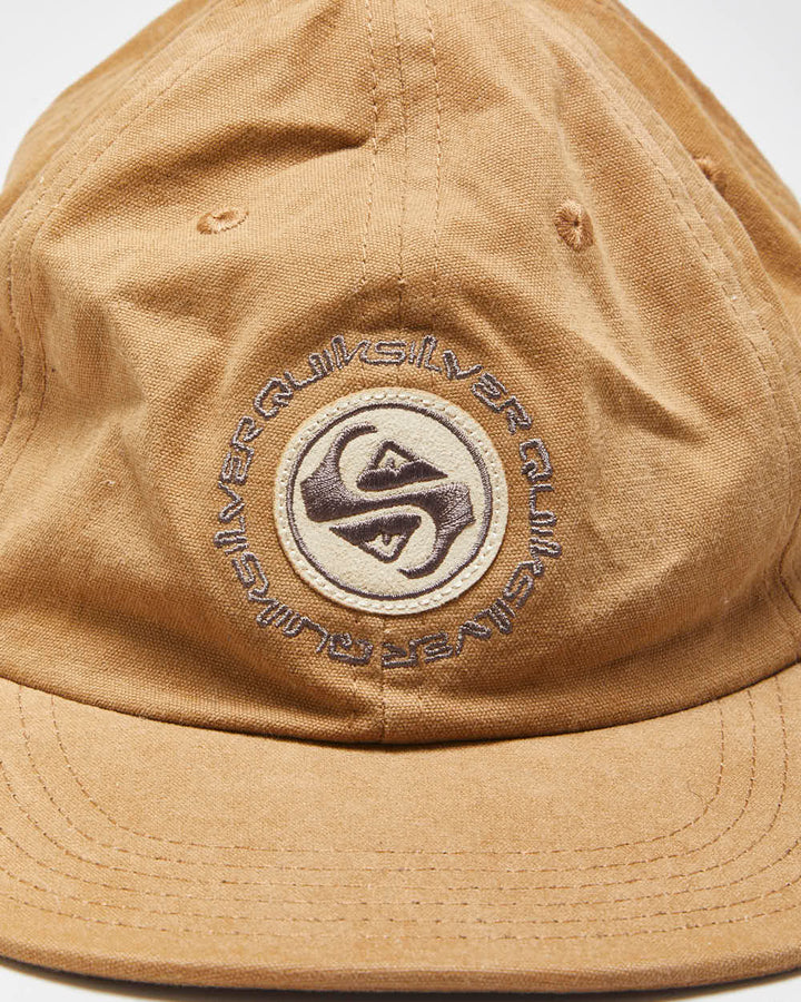 DSWT Quiksilver Arvo KickBack Canvas Leather Strap Flat Bill Baseball Cap - OS