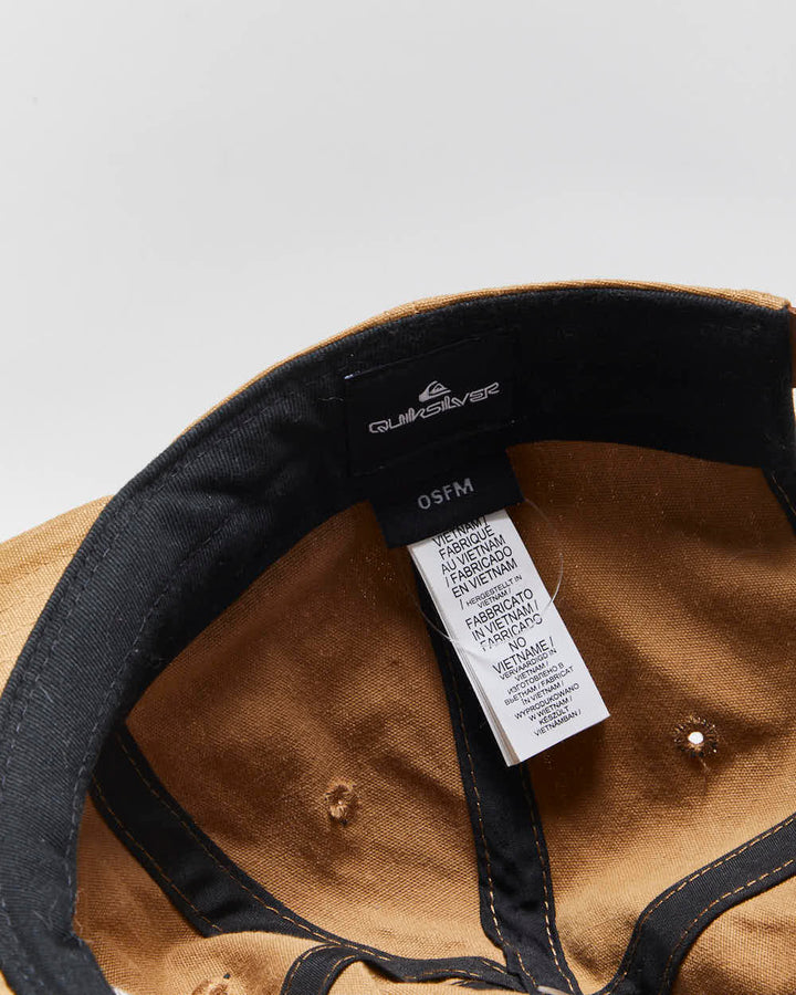 DSWT Quiksilver Arvo KickBack Canvas Leather Strap Flat Bill Baseball Cap - OS