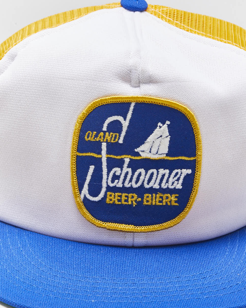 Vintage 1980s Schooner Lager Oland Brewery Patch Flat Bill Trucker Hat - OS