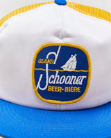 Vintage 1980s Schooner Lager Oland Brewery Patch Flat Bill Trucker Hat - OS