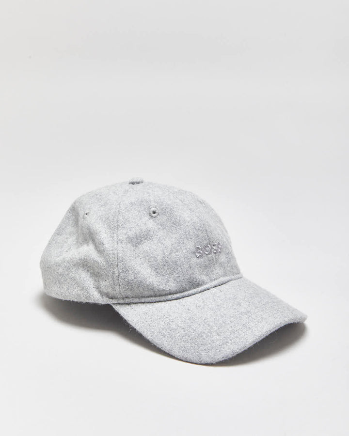 Hugo Boss Marl Grey Wool Blend Velcro Baseball Cap - OS