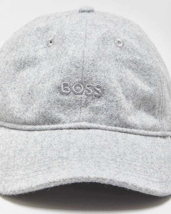 Hugo Boss Marl Grey Wool Blend Velcro Baseball Cap - OS