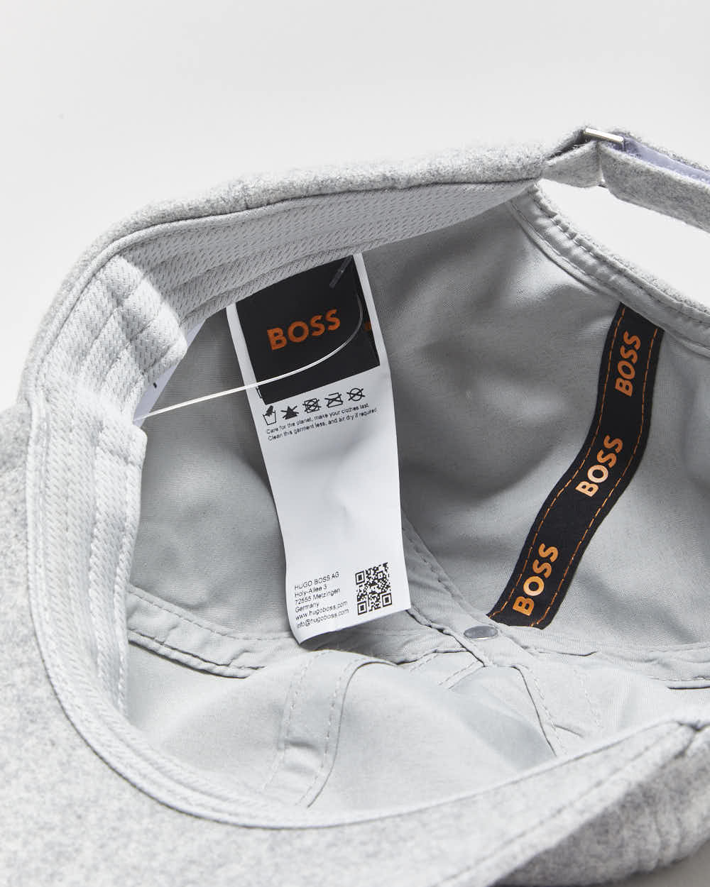 Hugo Boss Marl Grey Wool Blend Velcro Baseball Cap - OS