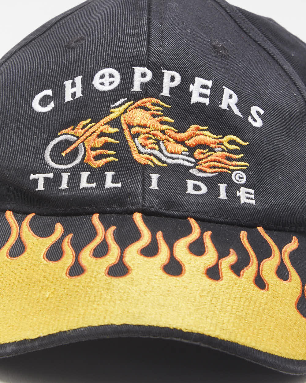 Vintage Y2K 00s Choppers Till I Die Embroidered Biker Velcro Baseball Cap - OS