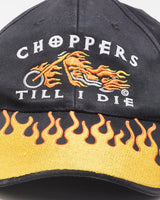 Vintage Y2K 00s Choppers Till I Die Embroidered Biker Velcro Baseball Cap - OS