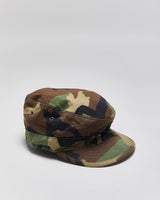 Vintage 2001 Y2K US Military Canvas 'Hot Weather' Woodland Camo Army Cap - 7 1/4