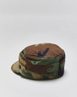 Vintage 2001 Y2K US Military Canvas 'Hot Weather' Woodland Camo Army Cap - 7 1/4