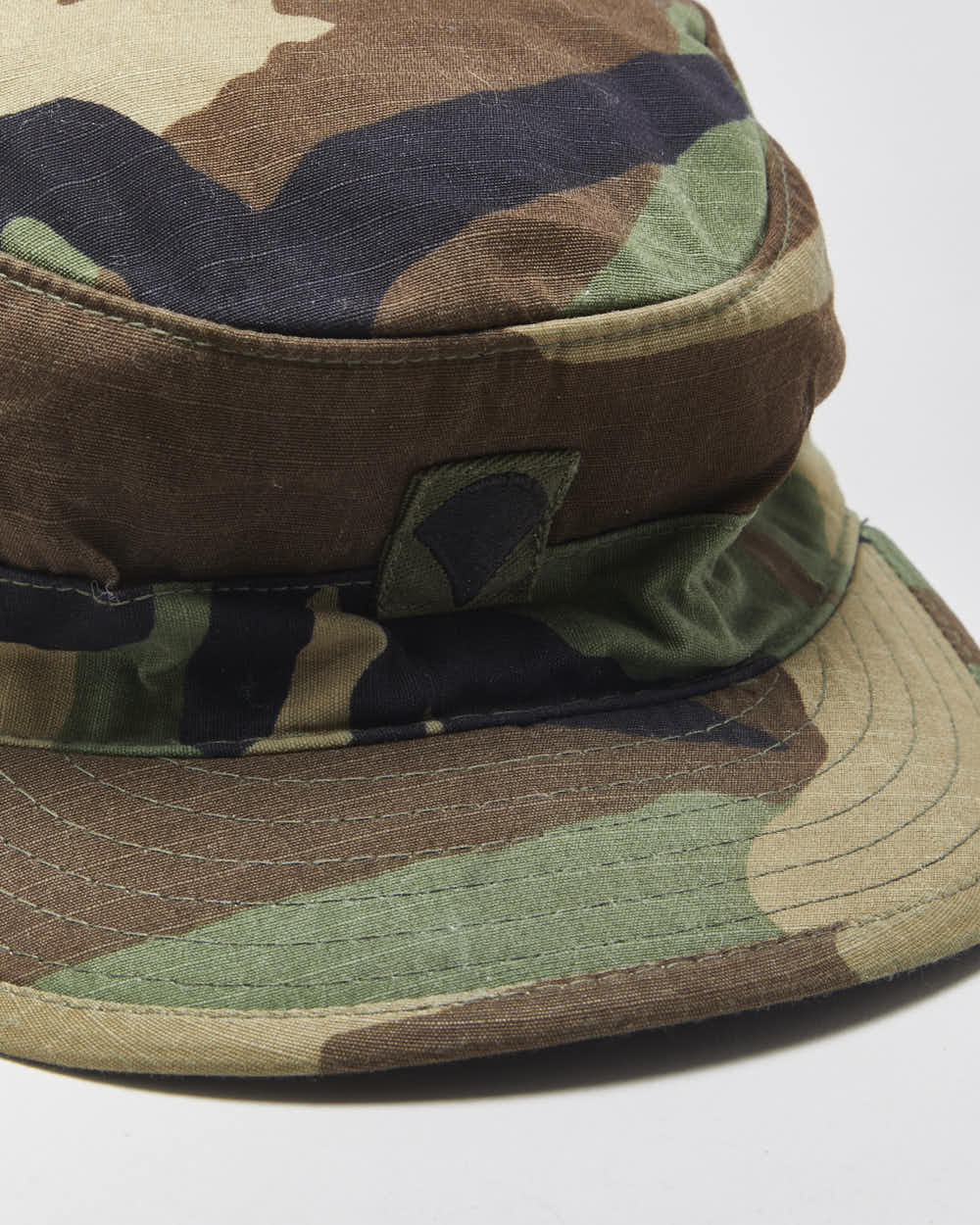 Vintage 2001 Y2K US Military Canvas 'Hot Weather' Woodland Camo Army Cap - 7 1/4