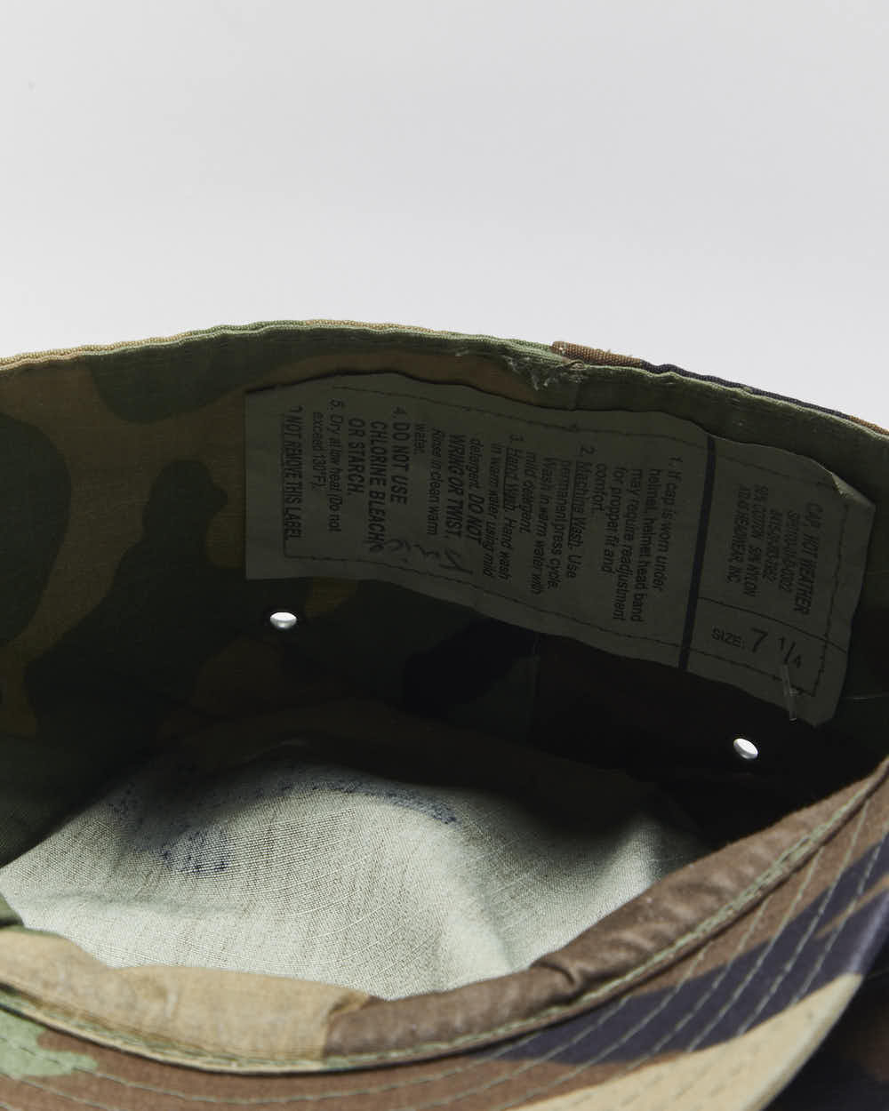 Vintage 2001 Y2K US Military Canvas 'Hot Weather' Woodland Camo Army Cap - 7 1/4