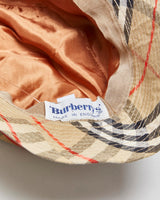 Vintage 1980s Burberry Made In England Nova Check Canvas Bucket Hat - S