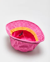 Vintage Y2K 00s Coach Signature Jacquard Hot Pink Leather Trim Bucket Hat - M/L