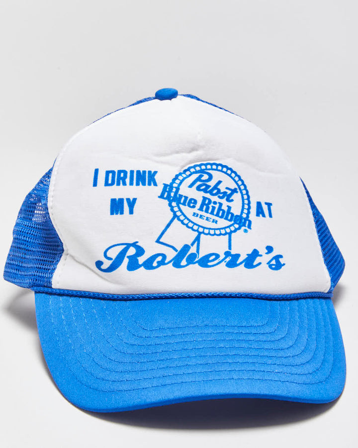 Vintage 1990s Robert's Bar Blue Ribbon Beer Nissin Trucker Hat - OS