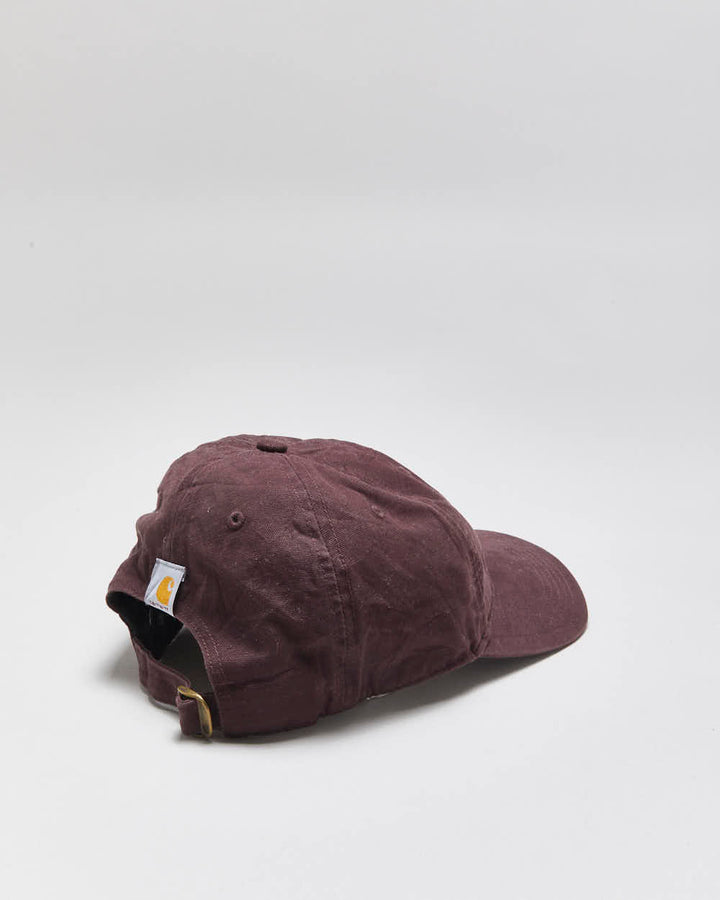 Vintage Carhartt Maroon Canvas Embroidered Script Baseball Cap - OS