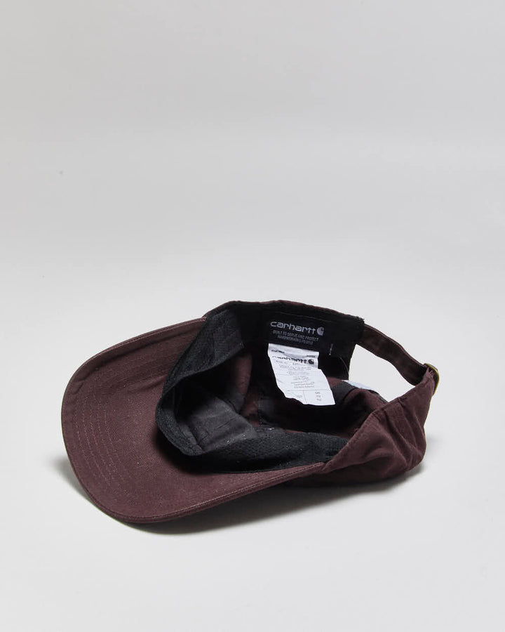Vintage Carhartt Maroon Canvas Embroidered Script Baseball Cap - OS