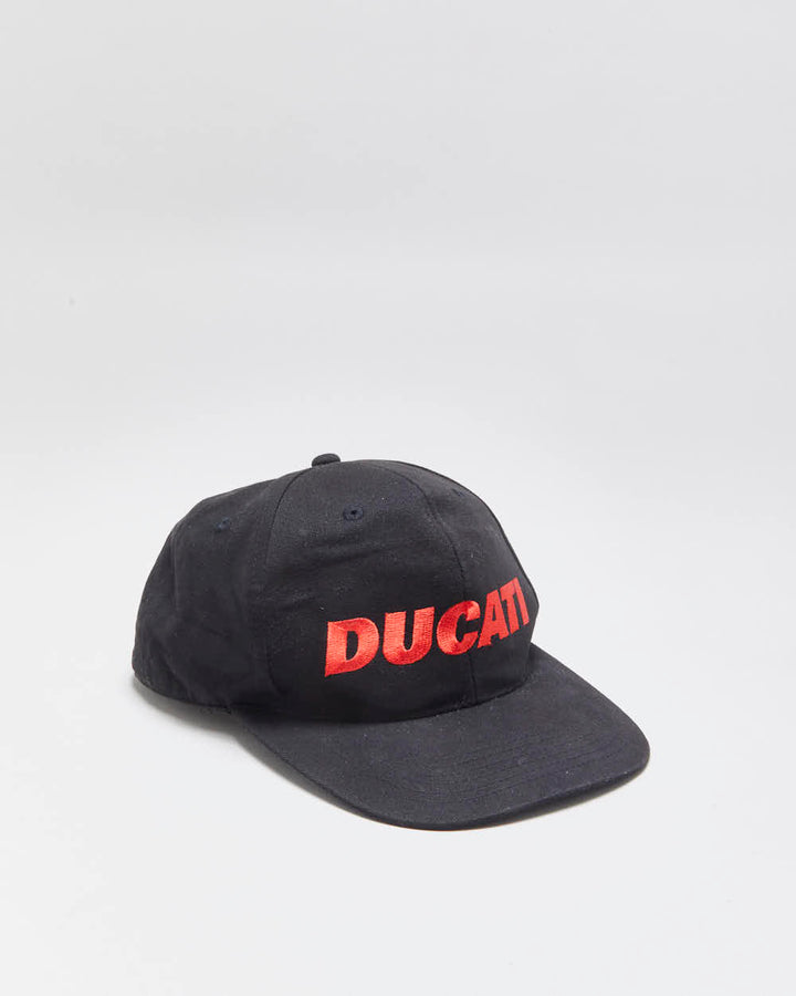 Vintage Y2K 00s Ducati Embroidered Flat Bill Embroidered Canvas Snapback Baseball Cap - OS