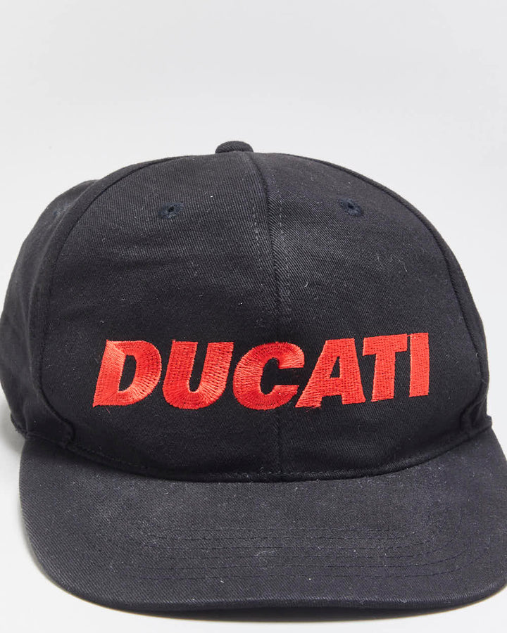 Vintage Y2K 00s Ducati Embroidered Flat Bill Embroidered Canvas Snapback Baseball Cap - OS