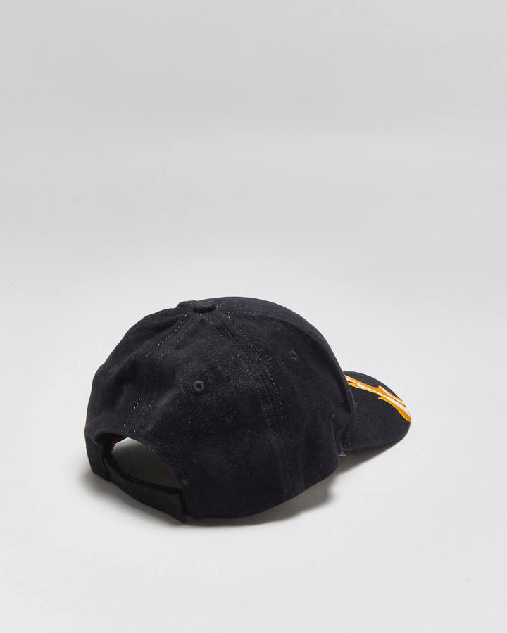 Vintage Y2K 00s Strut Embroidered Flame Biker Canvas Velcro Baseball Cap - OS