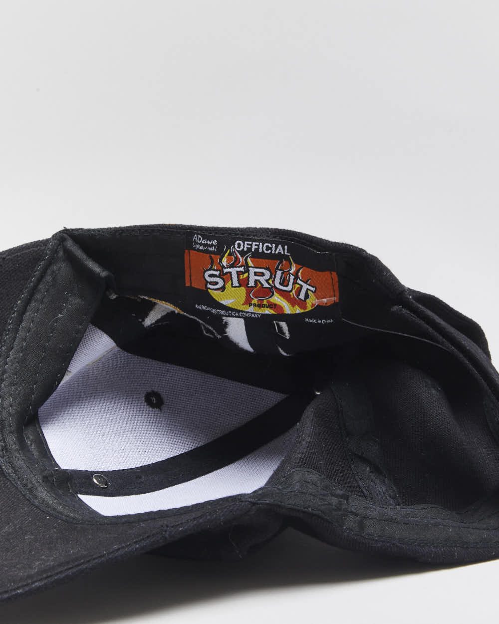 Vintage Y2K 00s Strut Embroidered Flame Biker Canvas Velcro Baseball Cap - OS
