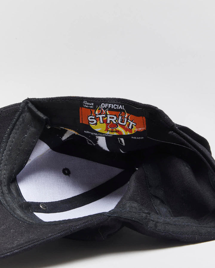 Vintage Y2K 00s Strut Embroidered Flame Biker Canvas Velcro Baseball Cap - OS