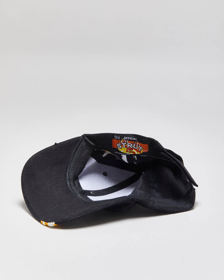Vintage Y2K 00s Strut Embroidered Flame Biker Canvas Velcro Baseball Cap - OS